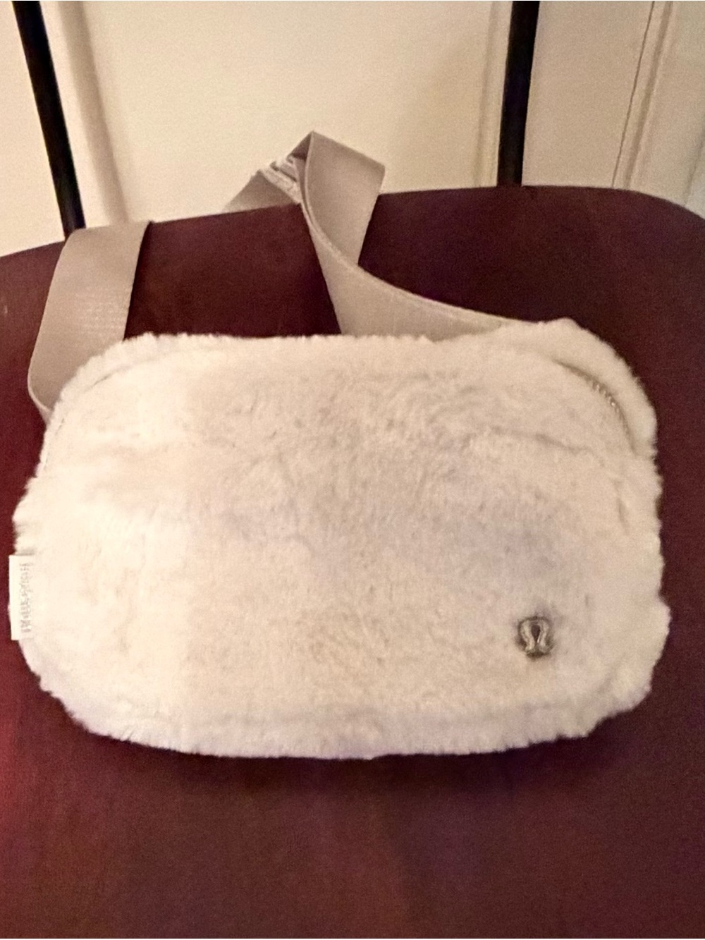 lululemon athletica Cream Faux-Fur Crossbody Belt Bag with Adjustable Strap